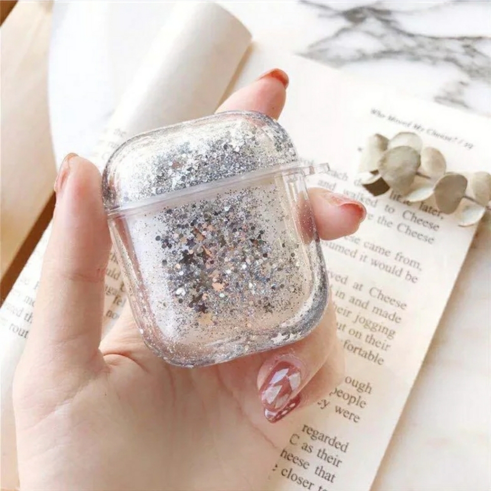 Air Pods Protective Case Silver Glitter Quicksand